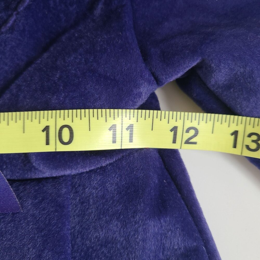 Girls Velvet Coat Royal Blue Size 3T / 4T Bow & Pom Pom Trim Elegant Winter - Picture 9 of 10
